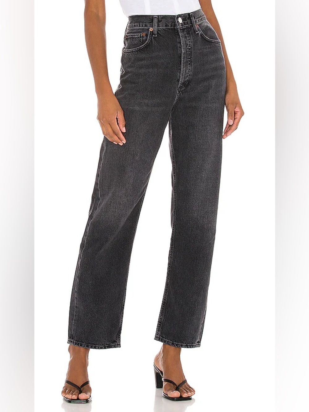 Agolde 90's Mid Rise Loose in Photogram Black Denim Boyfriend Jeans 25